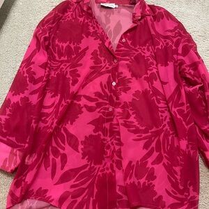 REVOLVE Fuchsia Floral Button Down Shirt